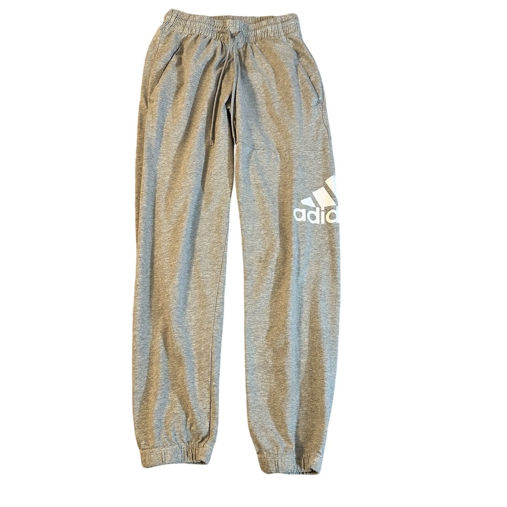 Adidas Joggers Sweatpants Training Workout Lounge Drawstring‎ Heather Gray Small